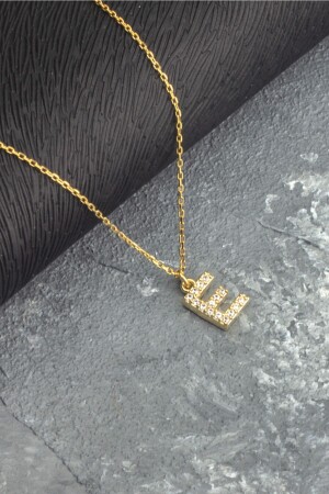 925 Ayar E Harfi Gümüş Kolye , Harf Kolyeler , Harfli Takılar TBSS137381 - Tubiss Takı