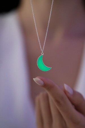 925er Sterlingsilber-Halskette mit leuchtendem/phosphoreszierendem Mond-Design, MIALS89 - Mialosi