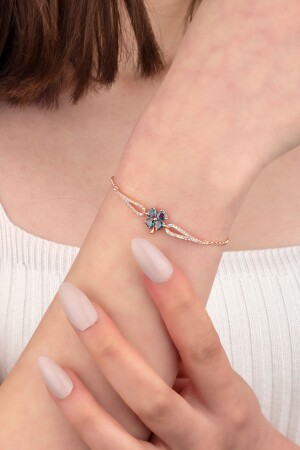 925 Ayar Gümüş Mistik Topaz Taşlı Yonca Bileklik - Miavi Silver