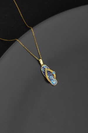 925 Ayar Gümüş Nazar Boncuklu Parmak Arası Terlik Kolye BSS-1570 - Miavi Silver