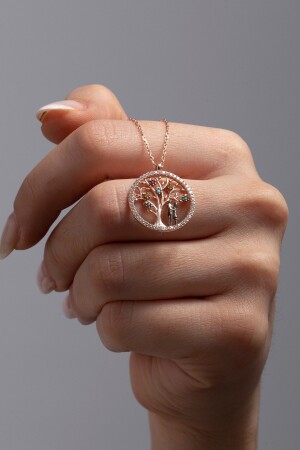 925 Ayar Hayat Ağacı Sevgililer Gümüş Kolye Essakly232 - ESSARE