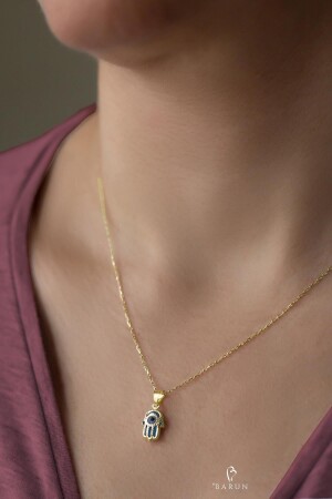 فاطمة يدي الأم حمالة عين الحمار حظ الخصوبة 925 سدرلينغ صفراء ذهبية فضية سلسلة عنق - By Barun Silver