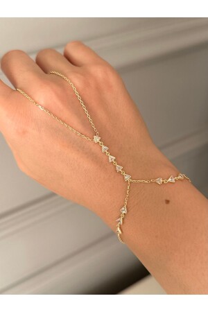 منز-ذهب مطلي ثلاثي الحجر شاهمران 925 الفضة النقدية - Emy By Emel Luxury Silver Jewelry