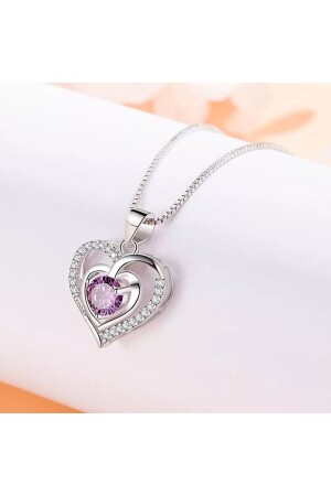 هدية عام جديد من قبل المحبي 925 سيلفر ستون قلب الحجر قلادة NEH5500 - AstoriaSilver