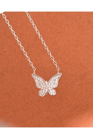 925 Sterling Elegantes Modell Minimal Butterfly Silber Damen Halskette REWQ4Kelebek - 4