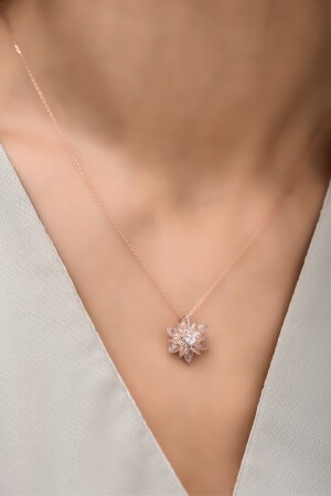 925 Sterling Silber 4-lagige weiße Lotusblüten-Halskette NRZ99259 - 4