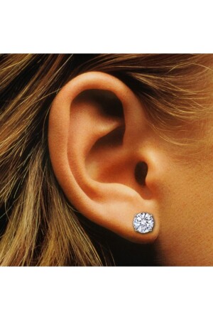 ,925 Sterling Silber, 9 mm, Weißer Rundschliff (RUND-BRILLIANTSCHLIFF), Solitär, Nadelohrring FNTH0002EAR13 - 4