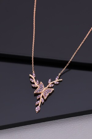 925 Sterling Silber Amethyst Stein Knospe Schmetterling Halskette BSS-2020 - Miavi Silver