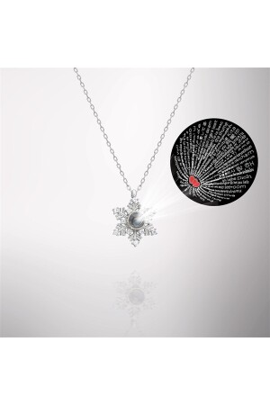 925 Sterling Silber „Ich liebe dich in 100 Sprachen“-Schneeflocken-Damen-Silberhalskette TRDYL614A - 2