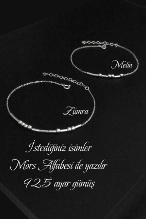 925 Sterling Silber Kette Morsecode Armband Doppeltes Silberkettenarmband mit Namen - 1