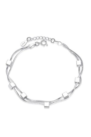 925 Sterling Silber Quadratisches Damen-Silberarmband Mi-1153=Quadratisches Armband BM - 2