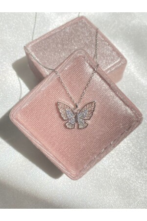 925 Sterling Silber Rhodium Stein Schmetterling Morpho Halskette MORPHO - 1