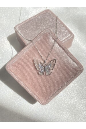 925 Sterling Silber Rhodium Stein Schmetterling Morpho Halskette MORPHO - 3