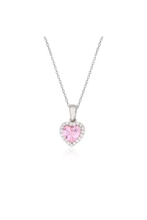 925 Sterling Silber Rosa Swarovski Herz Halskette 07428 - 3