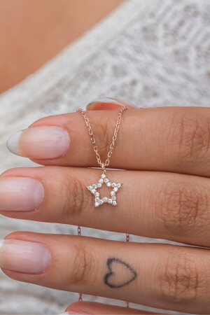 925 Sterling Silber Rose Tiny Star Model Halskette NRZ998661 - 2