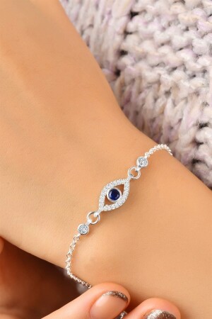 925 Sterling Zirkon Stein Evil Eye Modell Silberarmband - 1