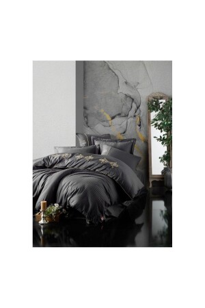 مـنـز - غطاء مزدوج - سـيت الملك - أنثراسيـت - سـاتين 944545465 - Cotton Box