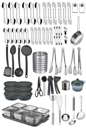 98-teiliges Gabel-Löffel-Messer-Set für 12 Personen, 72-teiliges Tafelservice, Servierlöffel-Set, Mitgift-Set hom-1120 - 1