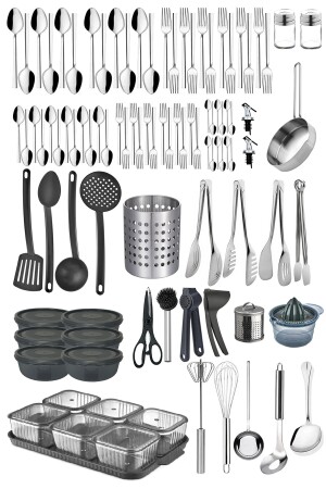 98-teiliges Gabel-Löffel-Messer-Set für 12 Personen, 72-teiliges Tafelservice, Servierlöffel-Set, Mitgift-Set hom-1120 - 3