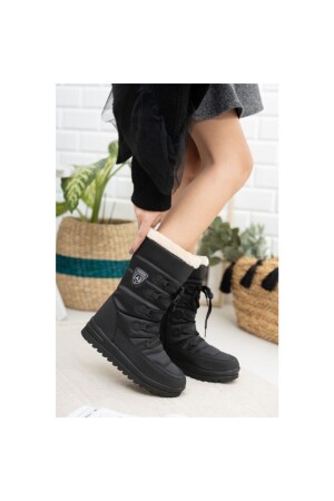 995 Winter Thermal Schwarze Damen-Schneestiefel mit Fell innen - 1