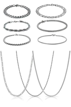 9er-Set, 6 Armbänder, 3 Halsketten (HALSKETTE UND ARMBAND-SET) - 2