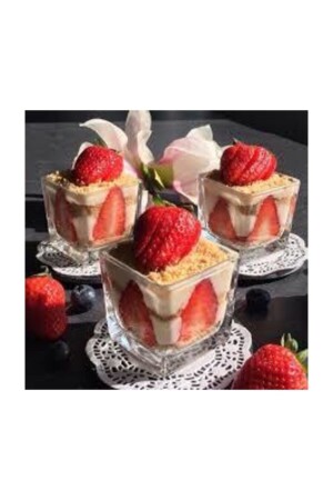 9x9Glas quadratischer Becher Magnolien-Dessert-Eiscreme 5064804 - 1