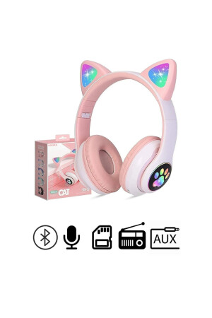 A Kalite Vilya Kedi Kulağı Detaylı Bluetooth Uyumlu Kablosuz Kulaklık Çocuk Oyuncu VİLYASTN-28 - 1