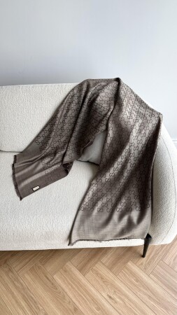 A Kalite Yün İpek Şal - Kahve - Duendeca