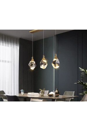 A+ Luxus Moderne Kristallglas-Pendelleuchte Dreireihiger LED-Kronleuchter Goldgelb burenze827 - 7