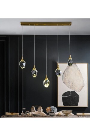 A+ Luxus Moderne Kristallglas Pendelleuchte Fünf Reihen LED Kronleuchter Gold Gelb burenze829 - 1