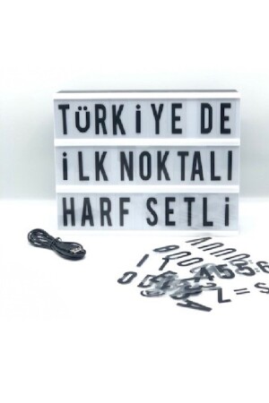 A4-Leuchtkasten, türkisches gepunktetes Buchstaben-Set, beleuchtete Tafel, 116 Buchstaben, mit USB-Akku (große Größe), DODENOKLIGTUR - 1