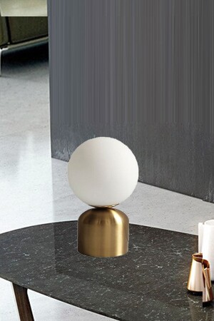 مـنـز روبي مودرن آف أبيض أوبال زجاج قديم الذهب ساق طاولة المعدنية مصباح أباجور روبياباجور - Abajur Dünyası