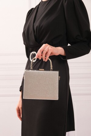 Abendkleid-Portfolio-Abendtasche für Damen in Silber, Sandfarben - 4