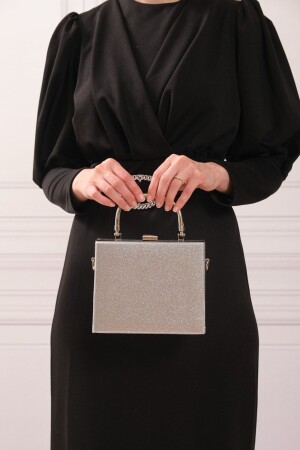 Abendkleid-Portfolio-Abendtasche für Damen in Silber, Sandfarben - 5