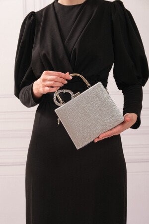 Abendkleid-Portfolio-Abendtasche für Damen in Silber, Sandfarben - 6