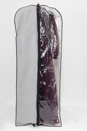 Abendkleid-Schutzhülle – langer Kleiderträger – transparentes Fenster 64 x 160 cm – schwarz - 3