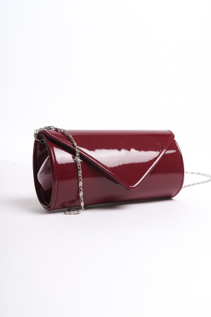 Abendkleid-Tasche aus Lackleder in Weinrot, Portfolio-Tasche, Clutch-Tasche - 3