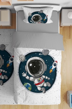 Abenteuerliches kleines Astronauten-gemustertes Einzelbettbezug-Set für Babys und Kinder - 2