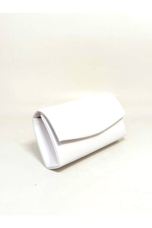 حقيبة مساء صغيرة من الجلد الصلبة البيضاء للنساء - Dizaynbag