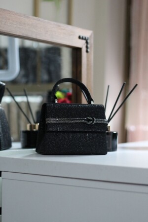 منز النساء الخريطة الحجرية السوداء الفضية تفصيلية ثوب المساء كيس الكتف - Moom Bag