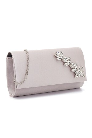 كيس ملابس مساء من الذهب الساطيني الفضي المشرق مع لوازمات الحجر - Rouge Paris