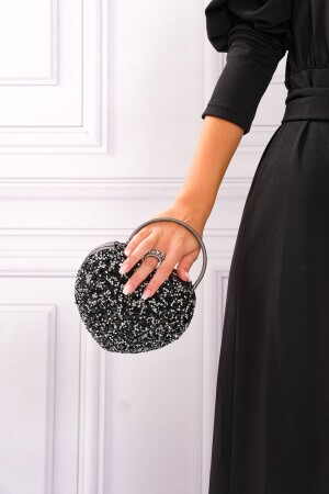 حقيبة مساء أسود رمادي قلب النساء - Roza Canta