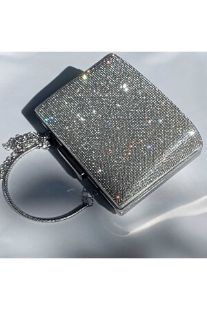 حقيبة من الأقمشة من النسيج من النسيج الفضي حقيبة مساء مساء مع الحجارة - Şarra Gossi