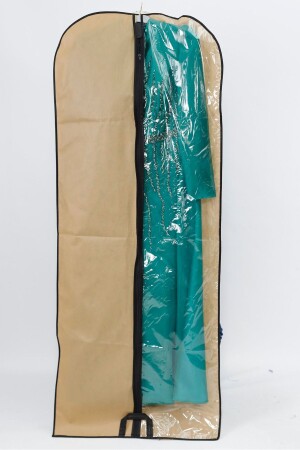 Abiye elbise koruyucu kılıf- uzun boy elbise taşıyıcı- şeffaf pencere 64x160 cm- siyah - 1