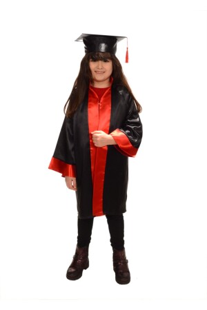 كوب وملابس من المدرسة الابتدائية (الأسود الأحمر) - Nüans Mezuniyet