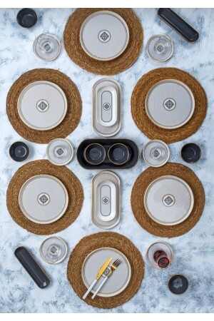 Acar 6 Kişilik 31 Parça Gold Detaylı Kahvaltı Takımı MDL-699 - Paşham AVM