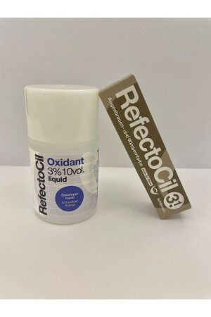 Hellbrauner Augenbrauen-Wimpernfarbstoff und flüssiges Oxidationsmittel ZZ mit neuer Verpackung. V.V.SGT. ST/9592 - Refectocil