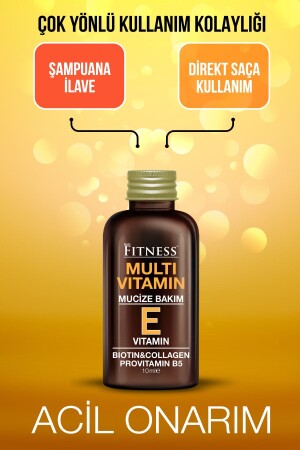 Acil Onarıcı Mucize Bakım E Vitamini Biotin Collagen Provitamin B5 Multivitamin Saç Bakım Kürü 10 ml - 1