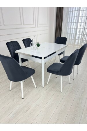 Açılabilir Yemek Masası Takımı Mdf Masa Takımı Beyaz Gümüş Salon Ve Mutfak Masası Takımı - 1