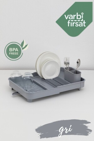 Zusammenklappbarer verschiebbarer Tellerständer, Geschirrkorb, Geschirrkorb / Hellgrau - Varbifırsat